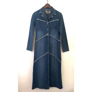 Paris Blues Vintage 90's Long Denim Raw Edge Jacket Women's Size Small